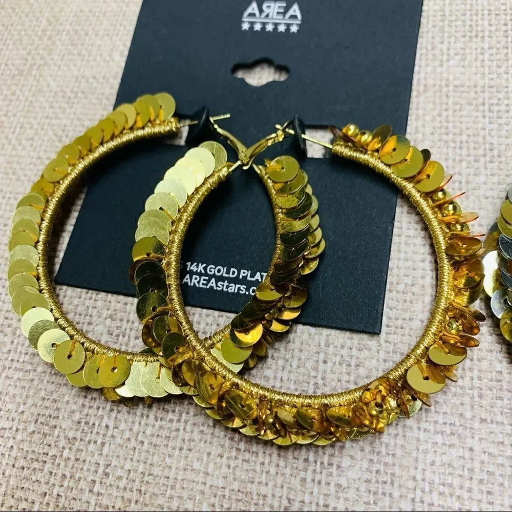 Area‎ Gold and Silver Sequin Hoops 2 pair